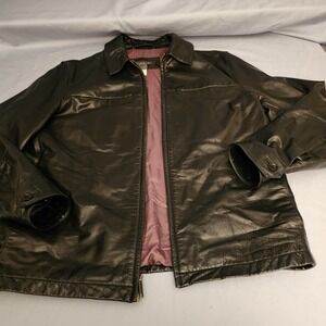 Vintage Banana‎ Republic Black Leather Sport Coat Men's Med Jacket Pockets 90s
